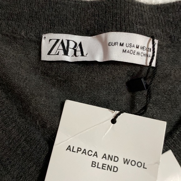 ZARA WOOL AND ALPACA BLEND FINE KNIT SWEATER DARK GREY SZ M - Picture 10 of 12